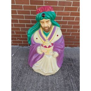 Santa's best Christmas 30"H Sitting Wise Man blow mold vintage